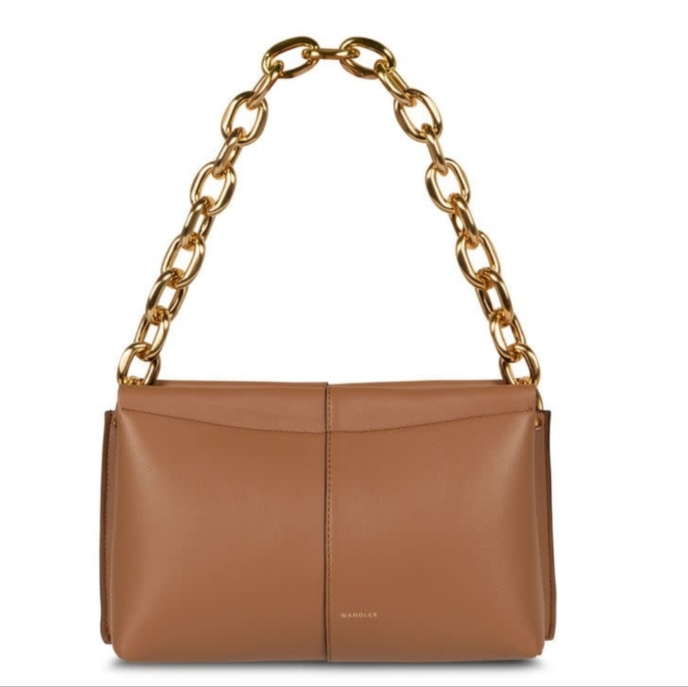 NWT WANDLER MINI CARLY CHAIN STRAP LEATHER SHOULDER BAG - AMBER